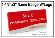 Custom Engraved Name Badge w/Logo, Engraved Name Badge, 1.5" x 3"