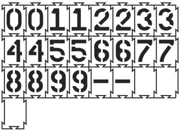 4-Way-Lock Stencil 0-9 Numbers - 6"