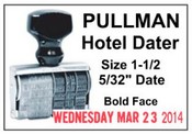 1-1/2 Pullman Hotel Line Dater
Justrite Hotel Dater
Bold Face Hotel Line Dater